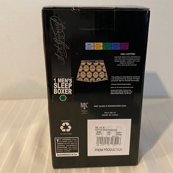 Guinness Beer Men's Boxer Shorts and Pint Glass Gift Set-Medium or Large-NIB - Picture 3 of 3